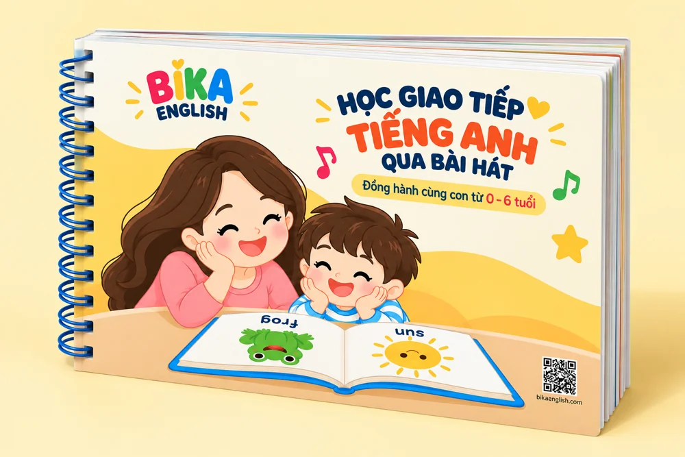 Sách BIKA ENGLISH khổ ngang, dày, gáy lò xo bên trái
